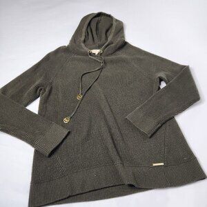 Michael Kors Women's Size Large Green Sweater Sweatshirt Hooded Thermal